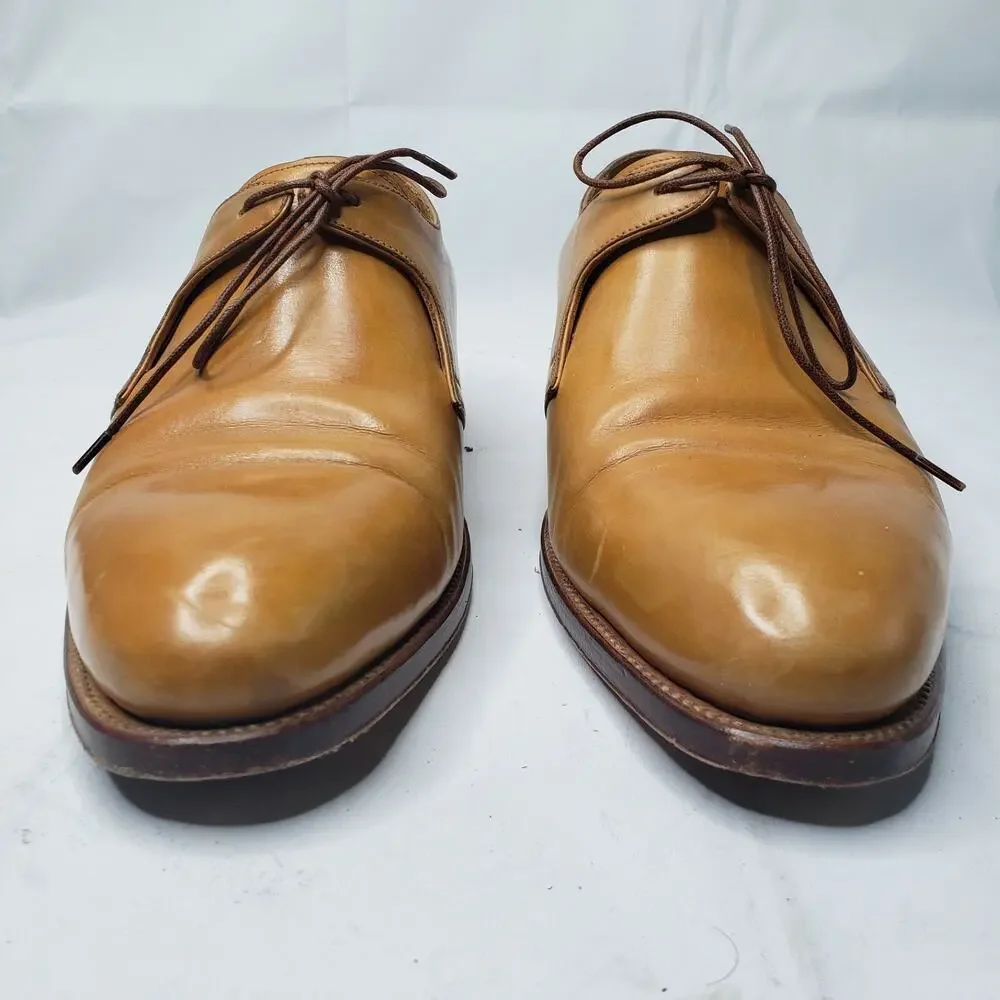 RARE SILVANO LATTANZI BROWN TAN SMOOTH LEATHER SINGLE LACE DRESS SHOES SIZE 6